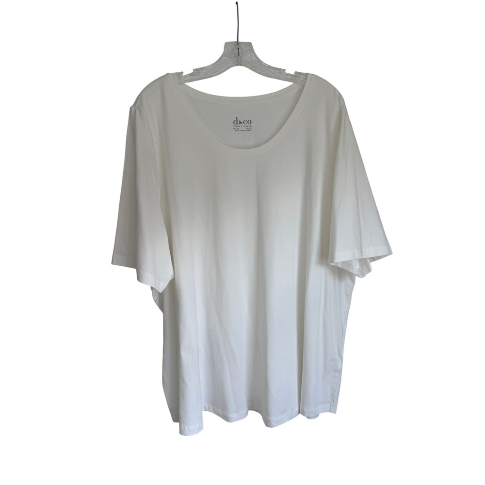 Denim & Co White Scoop Neck Short Sleeve T-Shirt Plus Size 3X Cotton Blend
